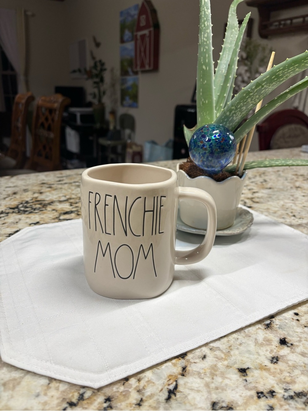 Rae Dunn Beige 'FRENCHIE MOM' Ceramic Mug